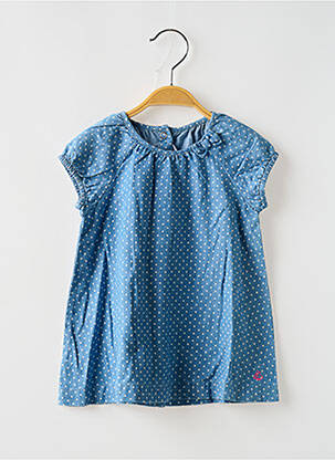 Robe mi-longue manches courtes manches courtes bleu PETIT BATEAU fille