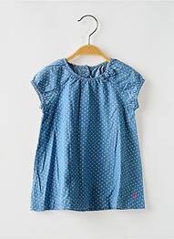 Robe mi-longue manches courtes manches courtes bleu PETIT BATEAU fille