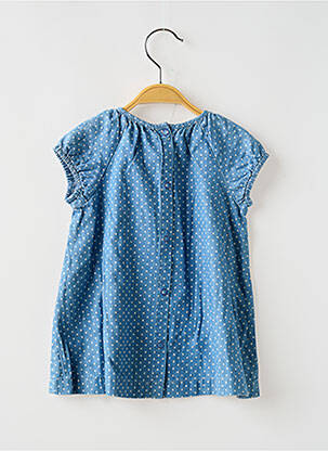 Robe mi-longue manches courtes manches courtes bleu PETIT BATEAU fille