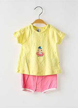 Ensemble short manches courtes jaune PETIT BATEAU fille