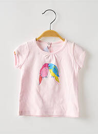T-shirt stretch manches courtes rose PETIT BATEAU fille