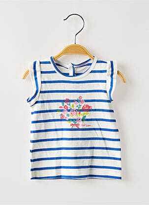 Débardeur stretch sans manche bleu PETIT BATEAU fille