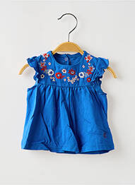 Top volants sans manche bleu PETIT BATEAU fille