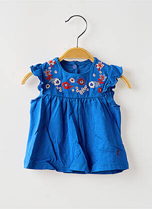Top volants sans manche bleu PETIT BATEAU fille