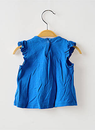 Top volants sans manche bleu PETIT BATEAU fille