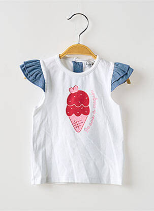 Top coupe droite manches courtes blanc BULLE DE BB fille