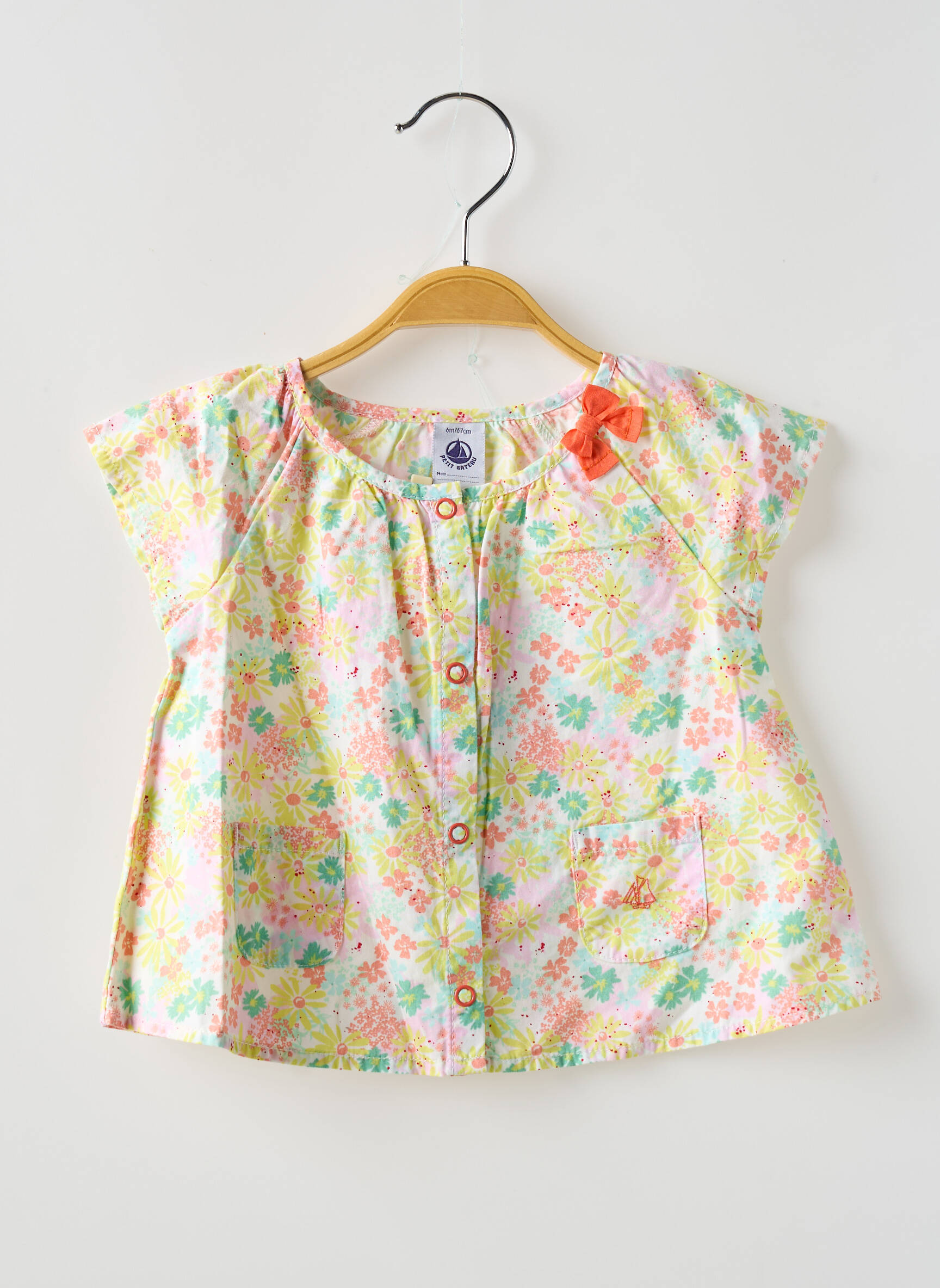 Chemisier manches courtes manches courtes jaune PETIT BATEAU fille