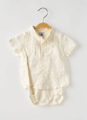 Chemise manches courtes broderie beige PETIT BATEAU garçon