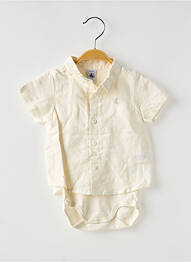 Chemise manches courtes broderie beige PETIT BATEAU garcon