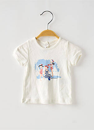 T-shirt stretch manches courtes blanc PETIT BATEAU fille