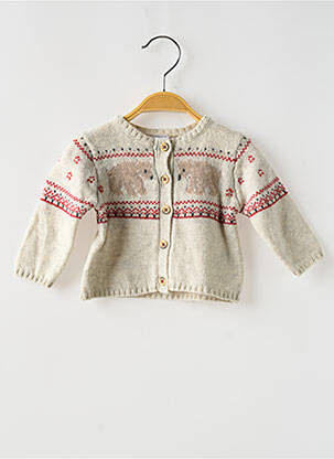 Gilet manches longues col rond beige PETIT BATEAU garçon