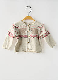 Gilet manches longues col rond beige PETIT BATEAU garcon