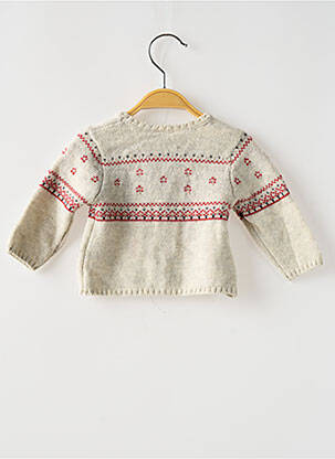 Gilet manches longues col rond beige PETIT BATEAU garçon