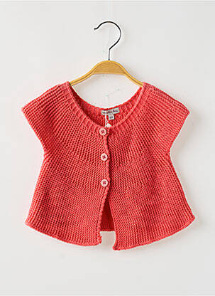 Gilet manches courtes fermeture boutonnée sur le devant rose MOULIN ROTY fille