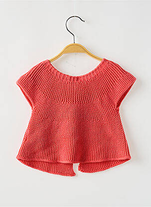 Gilet manches courtes fermeture boutonnée sur le devant rose MOULIN ROTY fille