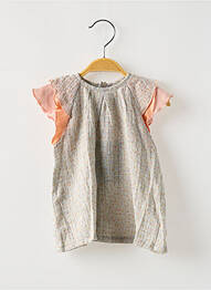 Robe mi-longue volants manches courtes gris MOULIN ROTY fille