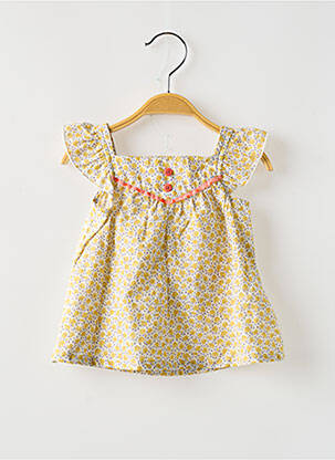 Tunique manches courtes imprimé fantaisie jaune MOULIN ROTY fille