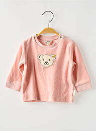 Pull fermeture pressionnée à l'épaule manches longues rose STEIFF fille