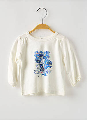 T-shirt fermeture boutonnée au dos manches longues blanc PETIT BATEAU fille