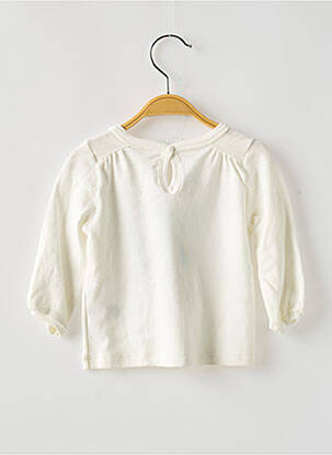T-shirt fermeture boutonnée au dos manches longues blanc PETIT BATEAU fille
