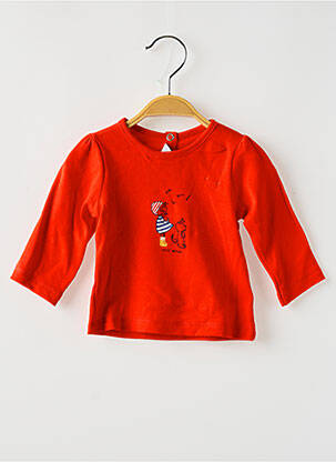 T-shirt coupe cintrée manches longues rouge PETIT BATEAU fille