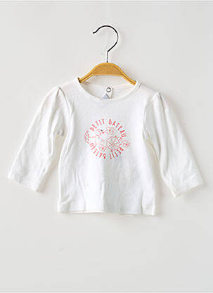 T-shirt fermeture boutonnée au dos manches longues blanc PETIT BATEAU fille