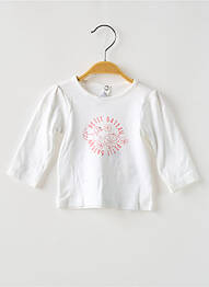 T-shirt fermeture boutonnée au dos manches longues blanc PETIT BATEAU fille