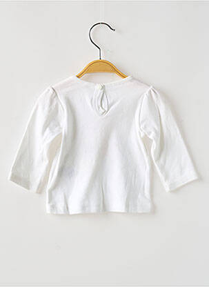 T-shirt fermeture boutonnée au dos manches longues blanc PETIT BATEAU fille