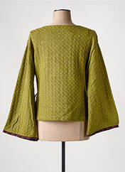 Gilet cache-cœur vert NID D'ABEILLE pour femme seconde vue