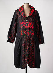 Manteau long rouge NID D'ABEILLE pour femme seconde vue