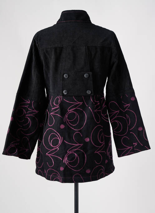 Manteau court noir NID D'ABEILLE pour femme