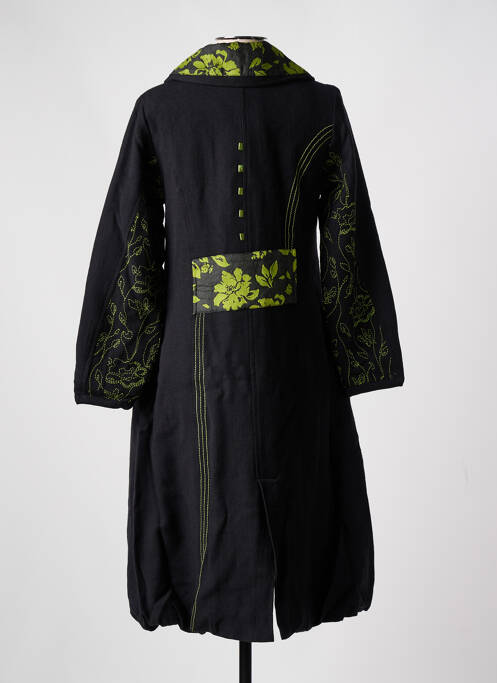 Manteau long noir NID D'ABEILLE pour femme