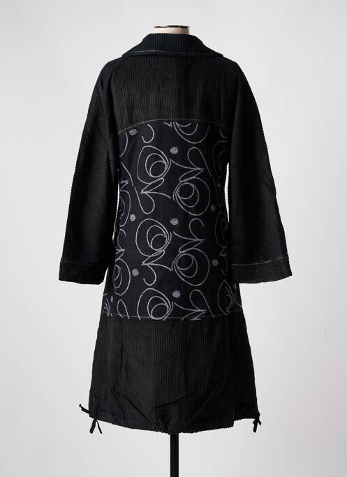 Manteau long noir NID D'ABEILLE pour femme