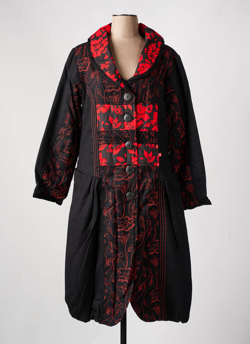 Manteau long rouge NID D'ABEILLE pour femme