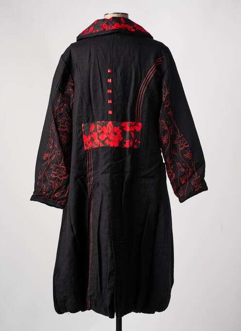 Manteau long rouge NID D'ABEILLE pour femme