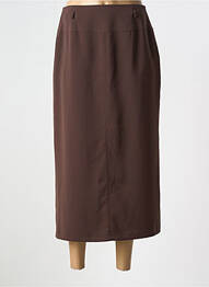 Jupe longue fermeture zippée au dos marron FE EDITION femme
