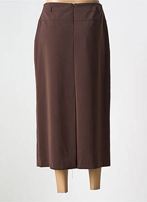 Jupe longue fermeture zippée au dos marron FE EDITION femme