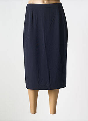 Jupe mi-longue coupe droite bleu FRANK WALDER femme