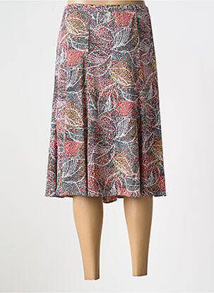 Jupe mi-longue coupe droite rouge GEVANA femme