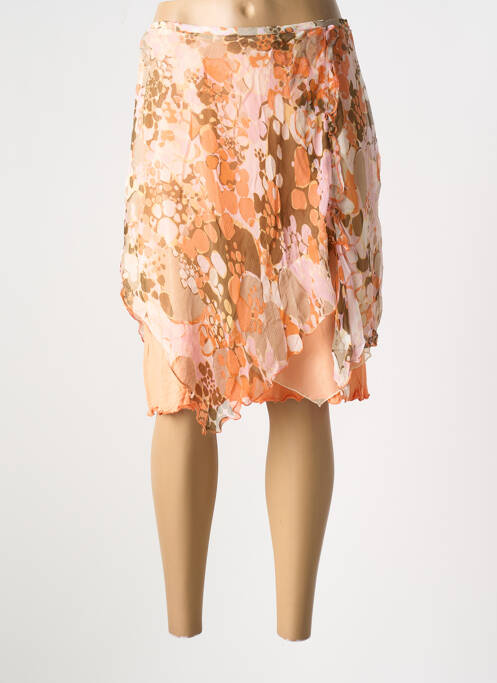 Jupe mi-longue orange O.K.S pour femme