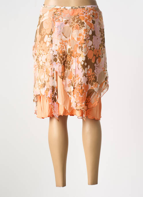 Jupe mi-longue orange O.K.S pour femme