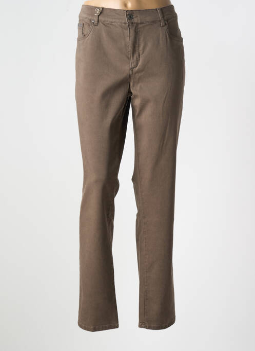 Pantalon droit marron DIRTY WASH pour femme