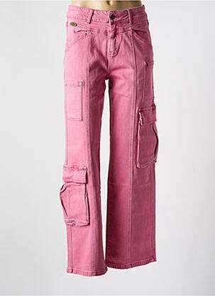 Jeans coupe large stretch taille normale rose NEKANE femme