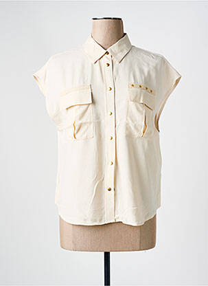 Chemisier coupe cintrée manches courtes beige SCHOTT femme