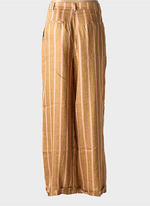 Pantalon large fermeture zippée sous rabat boutonné taille haute marron LA FEE MARABOUTEE femme