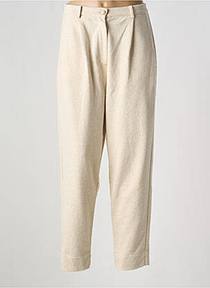 Pantalon droit taille à pinces taille haute beige HUMILITY femme
