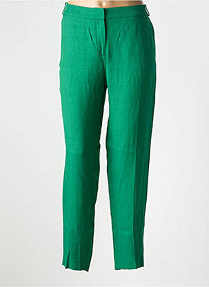 Pantalon chino fermeture zippée sous rabat avec crochet taille normale vert TRENCH & COAT femme