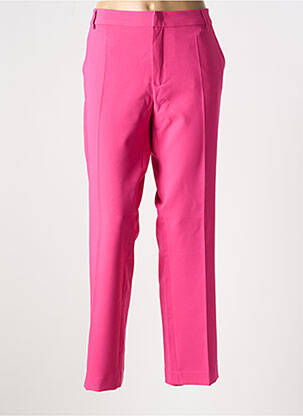Pantalon chino fermeture zippée sous rabat avec crochet taille normale rose SIGNE NATURE femme