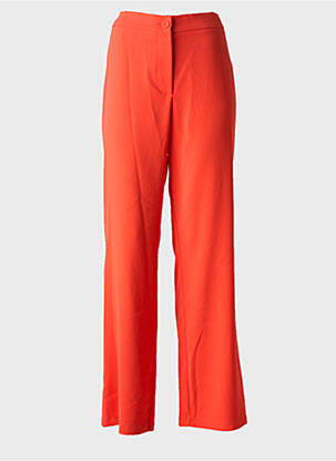 Pantalon droit fermeture zippée sous rabat boutonné orange SIGNE NATURE femme