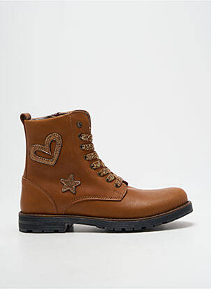 Bottines/boots matière lisse talon bas marron POLDINO fille